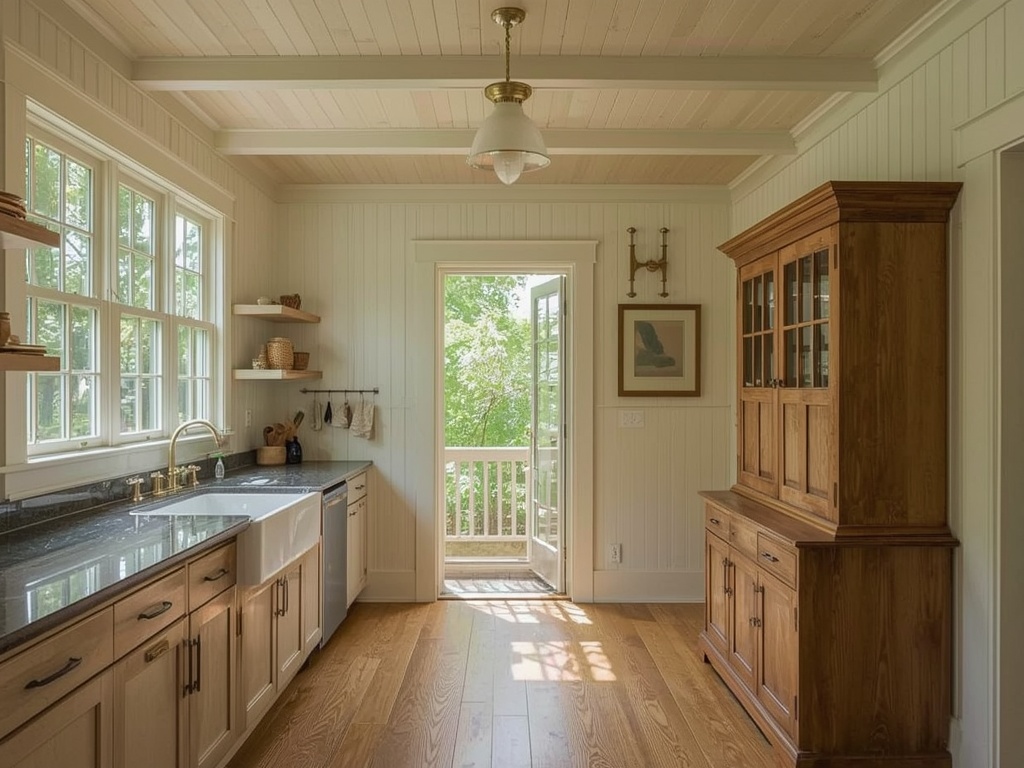 Restored Craftsman bungalow kitchen with inset doors in Santa Paula, CA