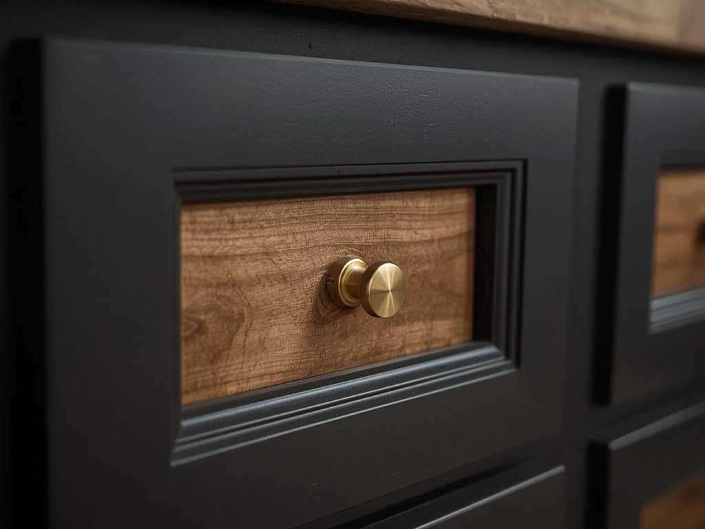 Custom cabinet door with brass hardware built in Camarillo, CA